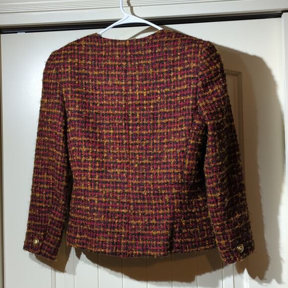 Geoffrey Alexander Private Agenda Vintage Red Tweed Boucle Blazer Womens Sz 10 - Picture 5 of 15